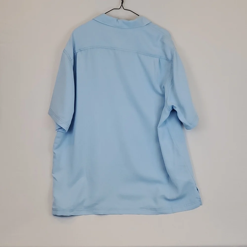 NWT Roundtree & Yorke Caribbean Powder Blue Pearl Snap Short Sleeve Shirt - XL - Picture 4 of 5